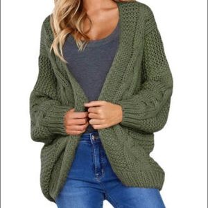 Chunky Ribbed Button-Front V-neck Cardigan